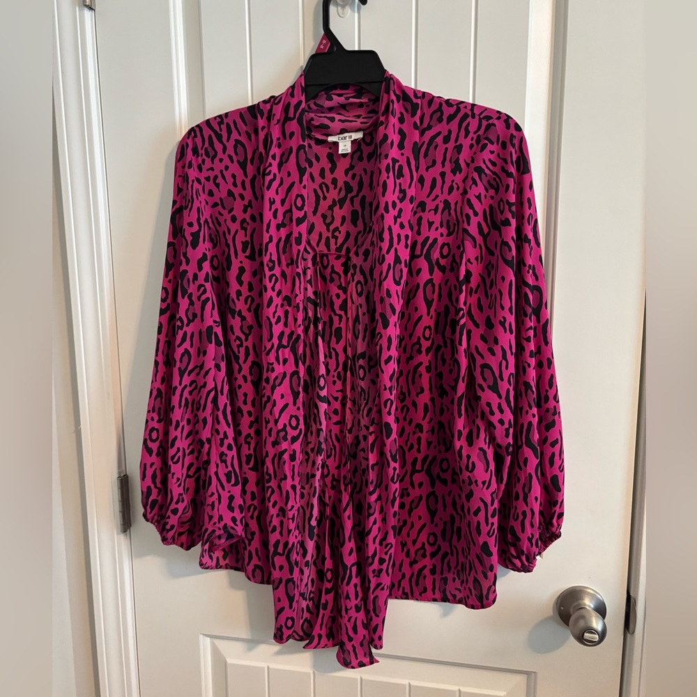 Bar III Pink and Black Animal Print Blouse